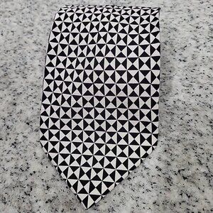 Tounge Tied Tom Mclellon Handmade Black White Op Art Illusion Geometric Silk Tie